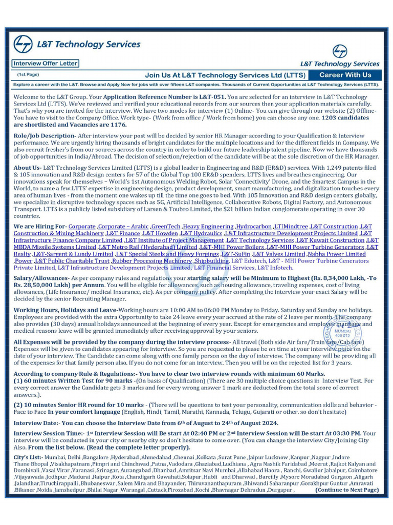Interview Offer Letter | PDF