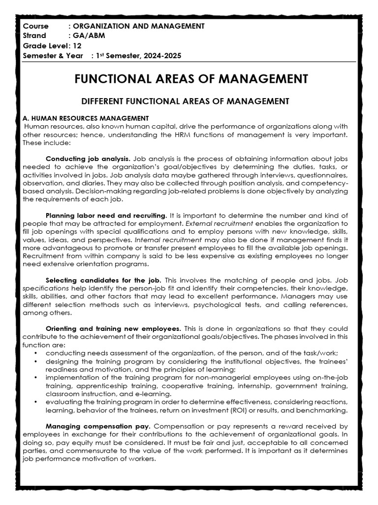 Overview of Management Functional Areas | PDF | Marketing | Incentive