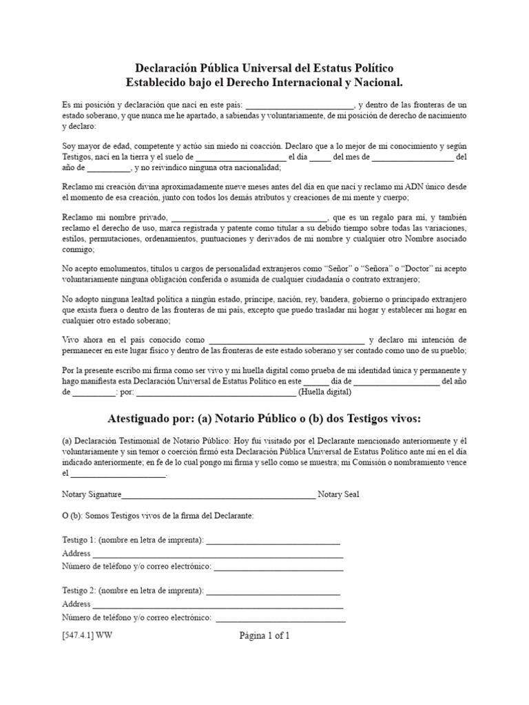 WW_Universal_Public_Declaration_of_Political_Status_Spanish | PDF ...