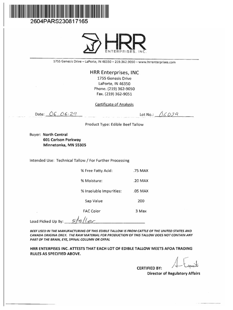 Certificate of Analysis | PDF