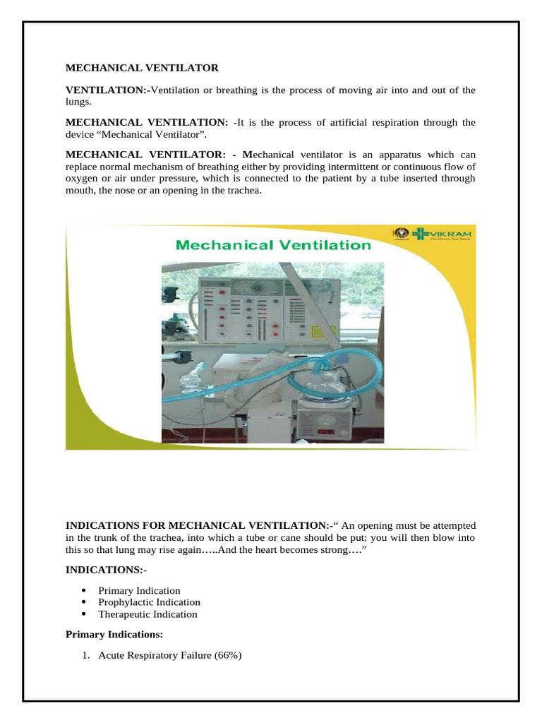 Indications and Modes of Mechanical Ventilation | PDF | Physiology ...