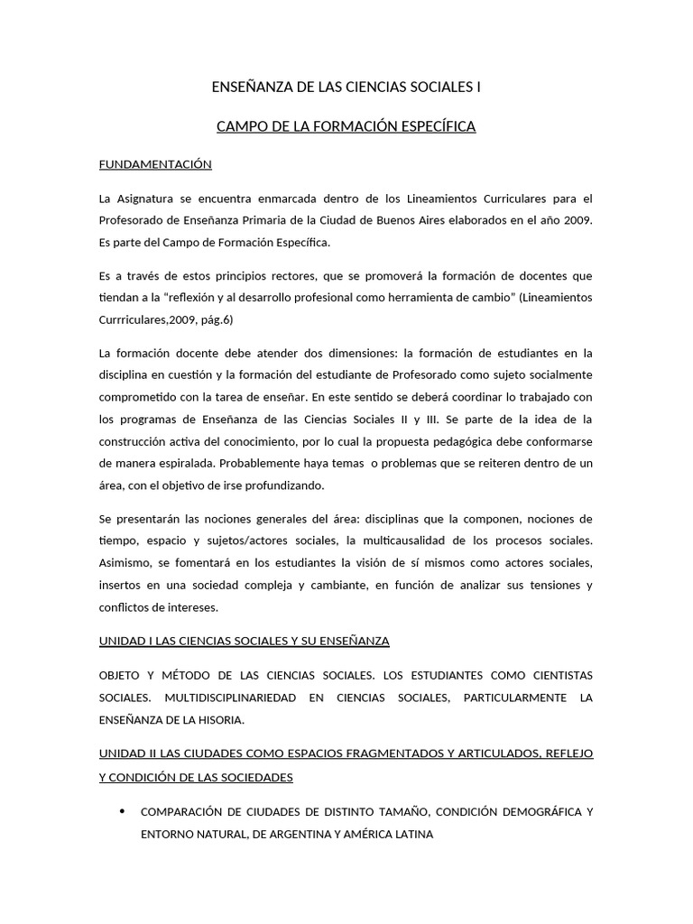 Enseñanza de Las Ciencias Sociales I | PDF | Maestros | Enseñando