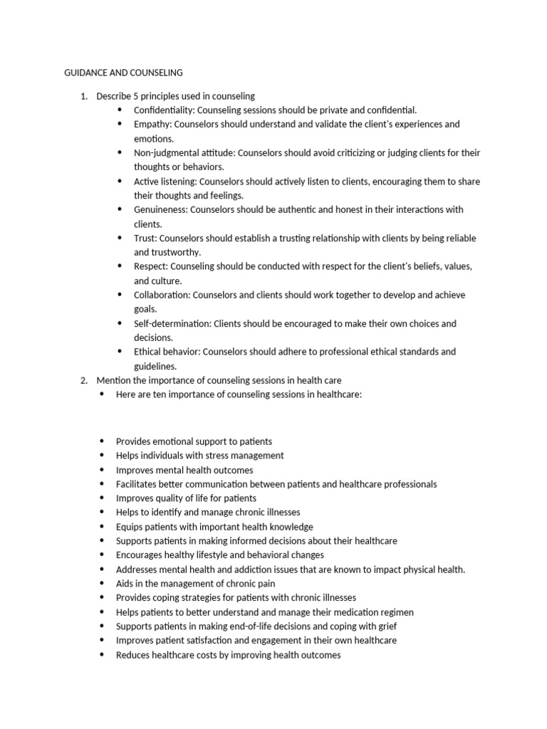 Guidance and Counseling Answers | PDF | Counseling Psychology ...
