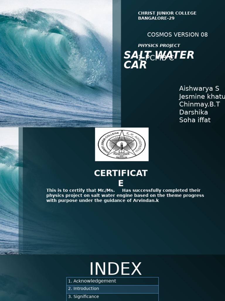 Salt Water Engine Car Project Overview | PDF | Electrochemistry | Engines