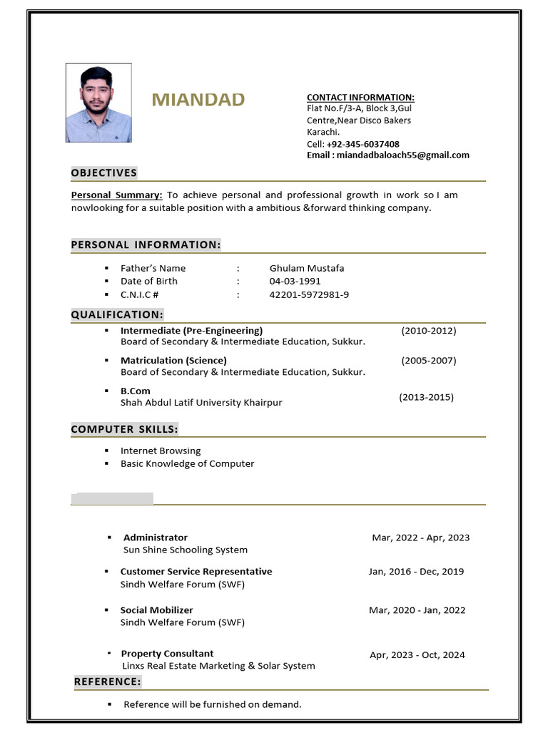 Miandad's Professional Profile & Experience | PDF