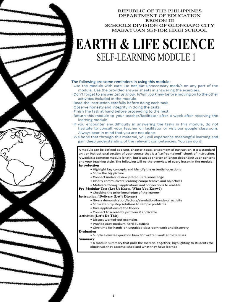 Module 1 Earth and Life Science Week 1 | PDF | Earth | Atmosphere