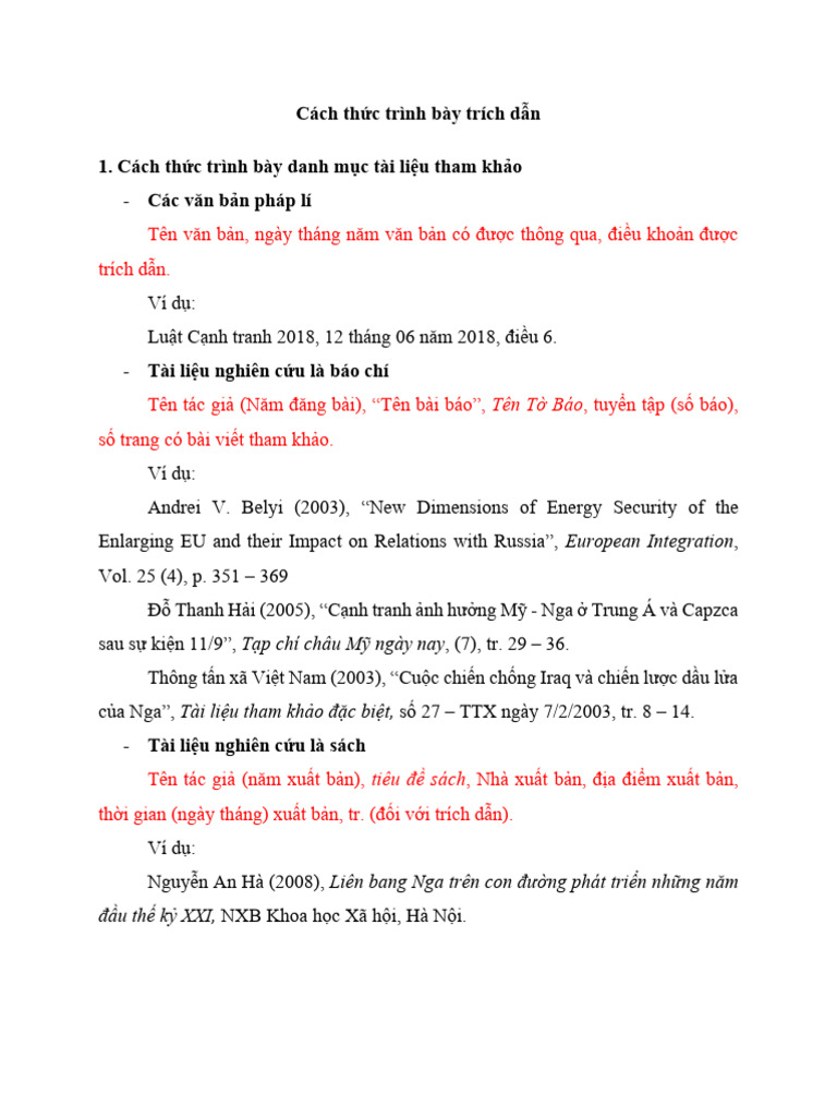 Cách thức trình bày trích dẫn | PDF