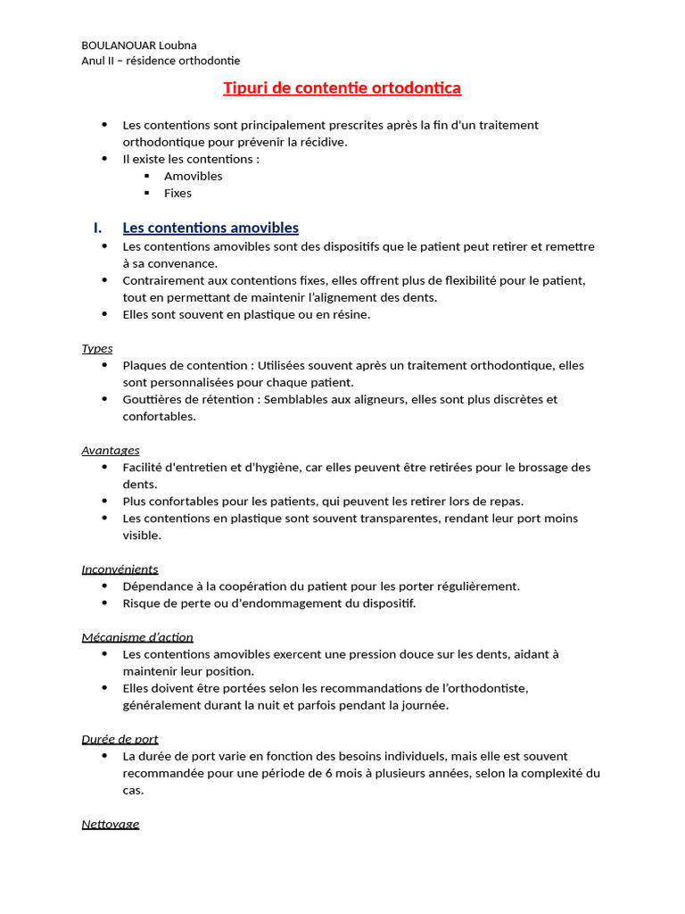 Types de contentions orthodontiques | PDF | Orthodontie | Dent