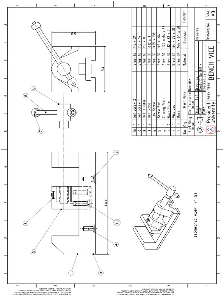 Final Exercise - Bench Vice Assy | PDF