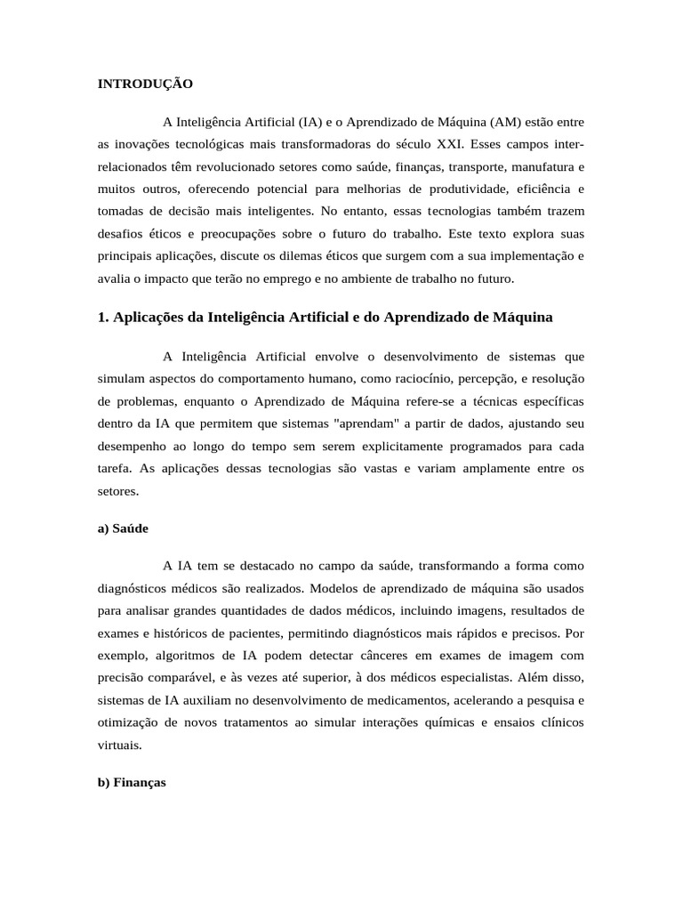 Impactos da IA no Trabalho e Ética | PDF | Inteligência artificial ...