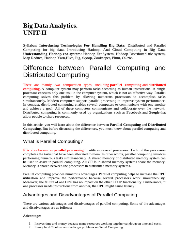 Big Data: Parallel vs. Distributed Computing | PDF | Apache Hadoop ...