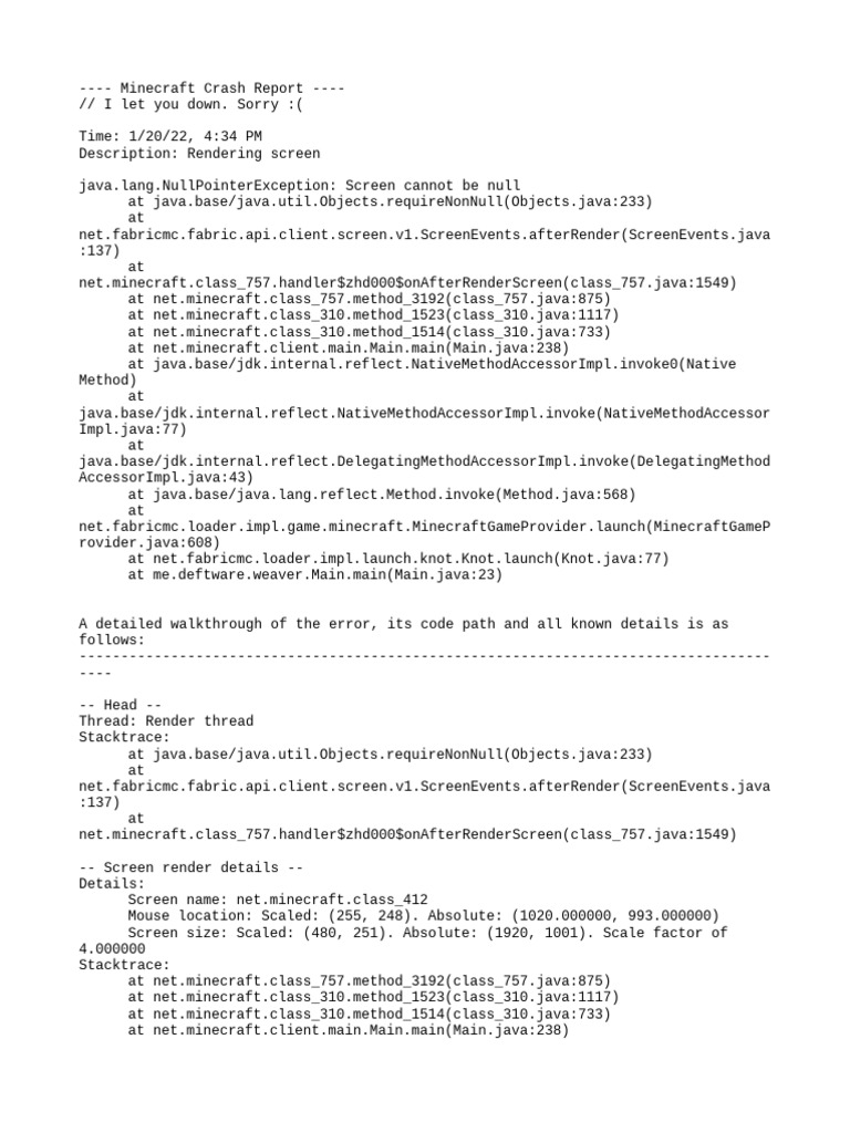 Minecraft 1.18.1 Crash Report Analysis | PDF | Central Processing Unit ...