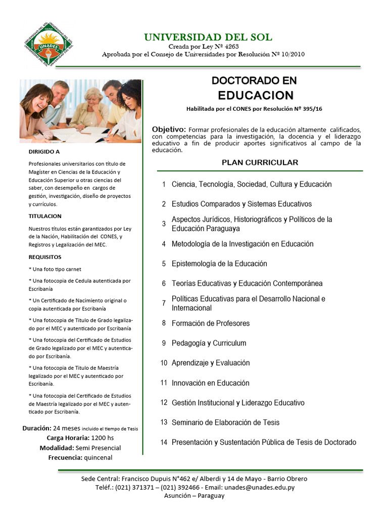 Doctorado en Educación: Requisitos y Plan | PDF | Plan de estudios ...
