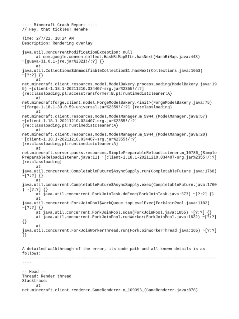 Minecraft 1.18.1 Crash Report Analysis | PDF | Software | X86 Architecture