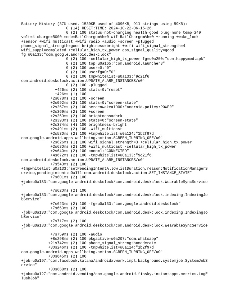 Battery Usage and Status Log Analysis | PDF | Mobile Linux | Arm ...