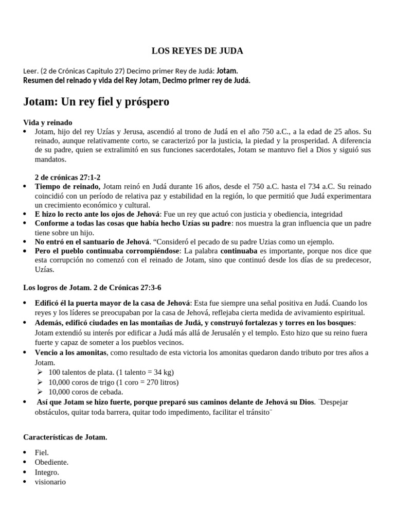 Reyes de Juda - JOTAM | PDF