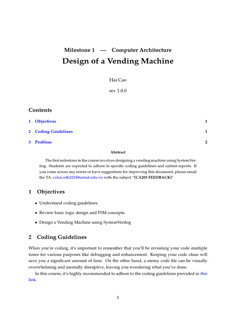 Vending Machine Design in SystemVerilog | PDF | Computer Programming ...