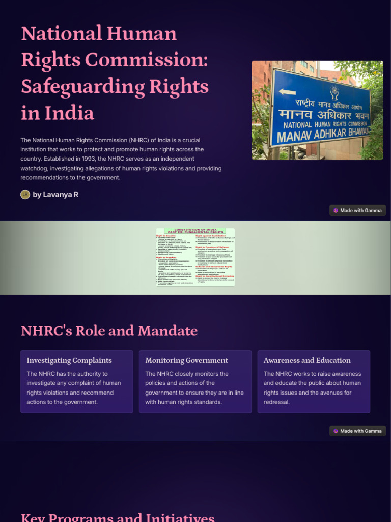 National Human Rights Commission Safeguarding Rights in India | PDF