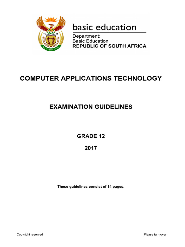 Computer Application Technology GR 12 Exam Guidelines 2017 Eng | PDF ...