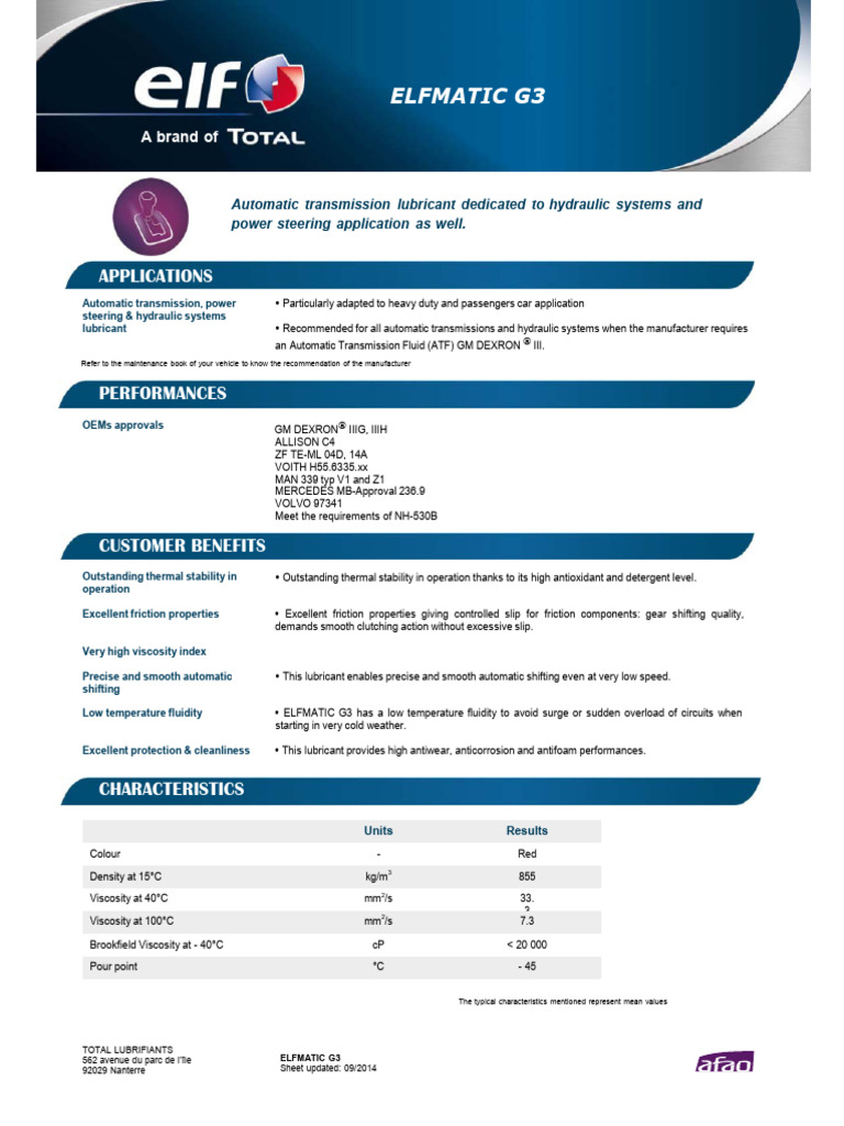 Elf - Elfmatic G3 - Fuc - 201409 - en | PDF | Vehicle Technology ...