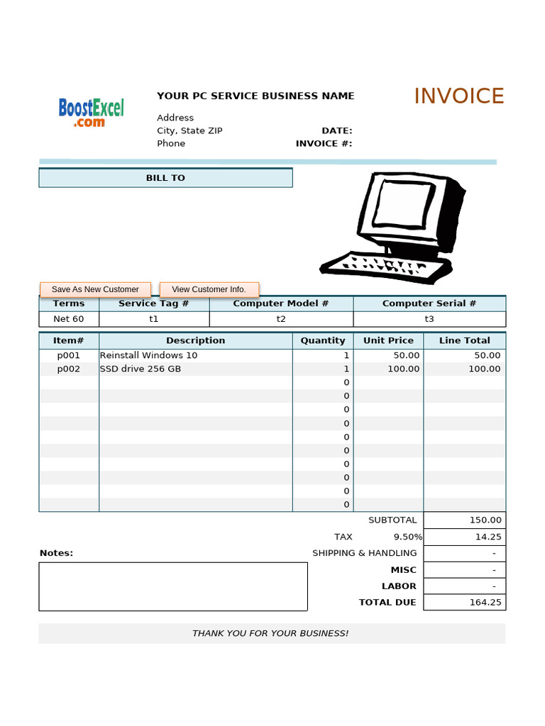 Bill Format Computer Repair Service | PDF | Computer Science | Software