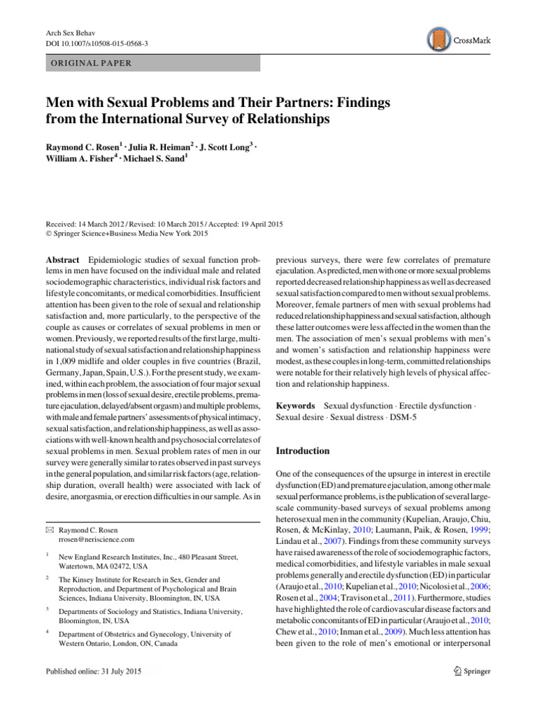 Men's Sexual Problems and Relationship Impact | PDF | Sexual ...