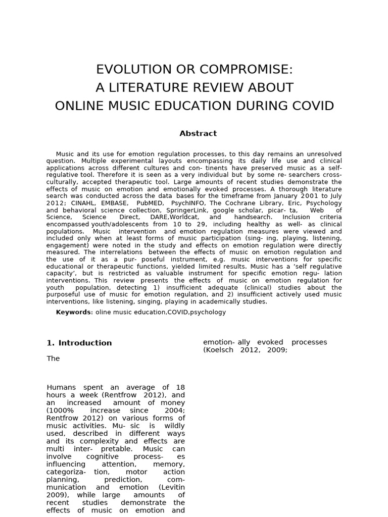 Music's Role in Youth Emotion Regulation | PDF | Emotions | Emotional ...