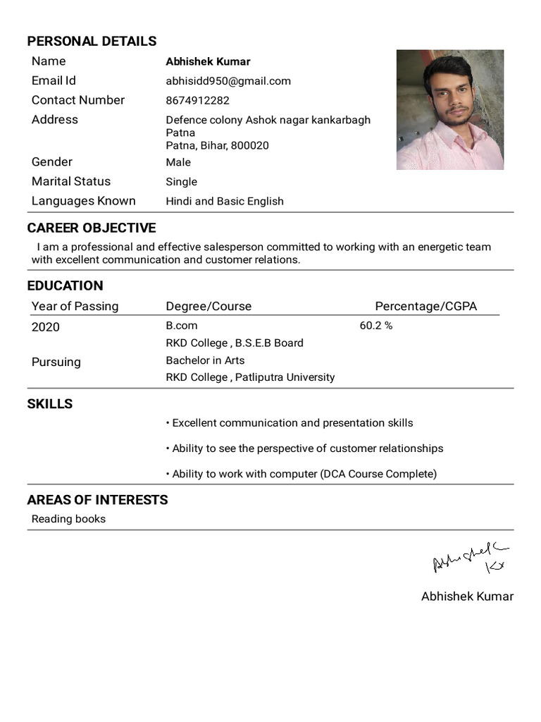 Resume - Abhishek Kumar - Format4 | PDF | Career & Growth