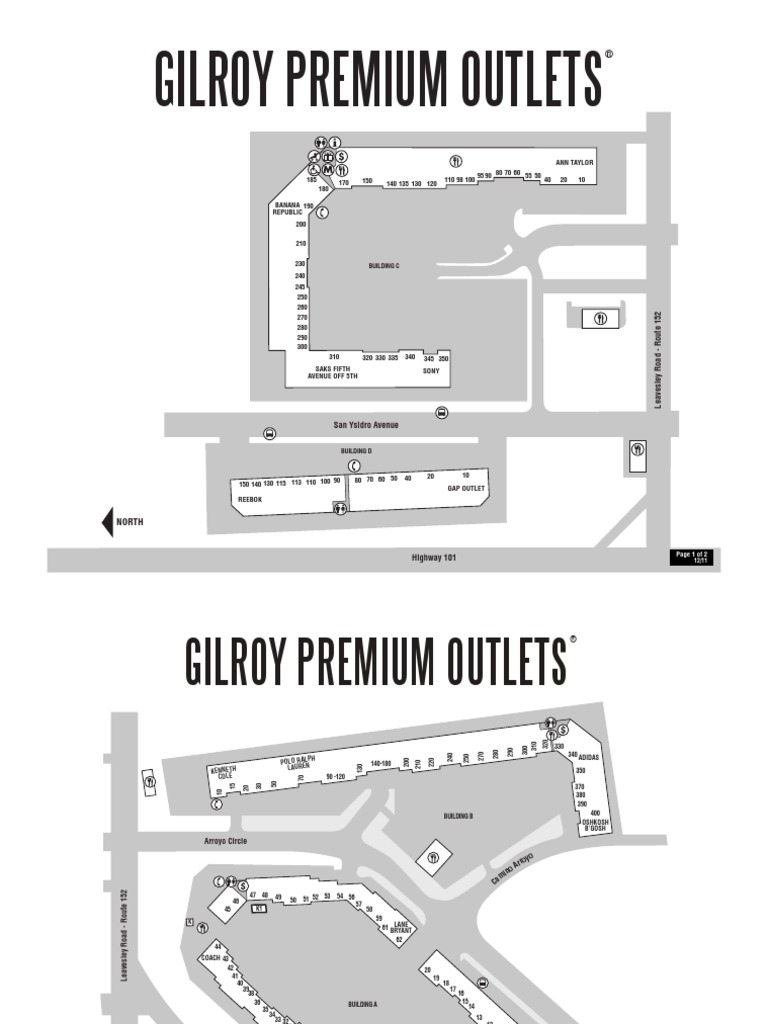Gilroy Premium Outlets Map  PDF