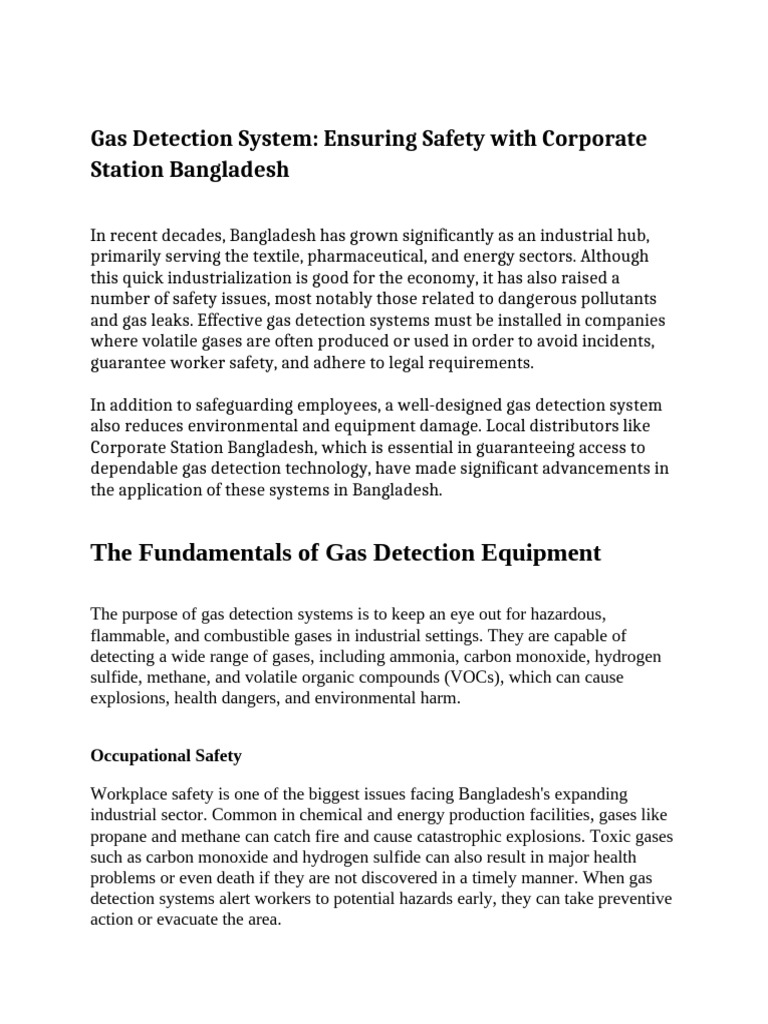 Gas Detection Systems in Bangladesh | PDF | Occupational Safety And ...