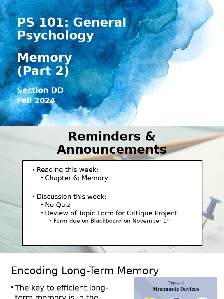 PS101 - DD - Chapter6 - Memory - Part2 - Tagged | PDF | Memory | Recall ...