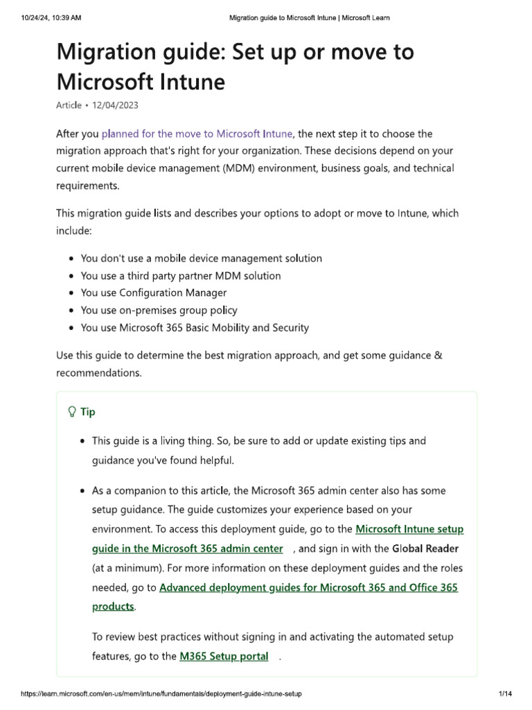 Migration Guide Set Up Or Move To Microsoft Intune Pdf