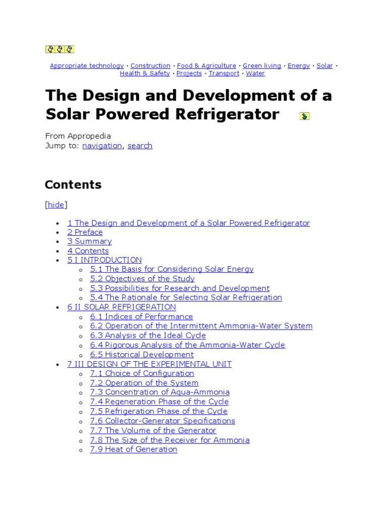 Solar Powered Refrigerator Design Guide | PDF | Refrigeration | Solar ...