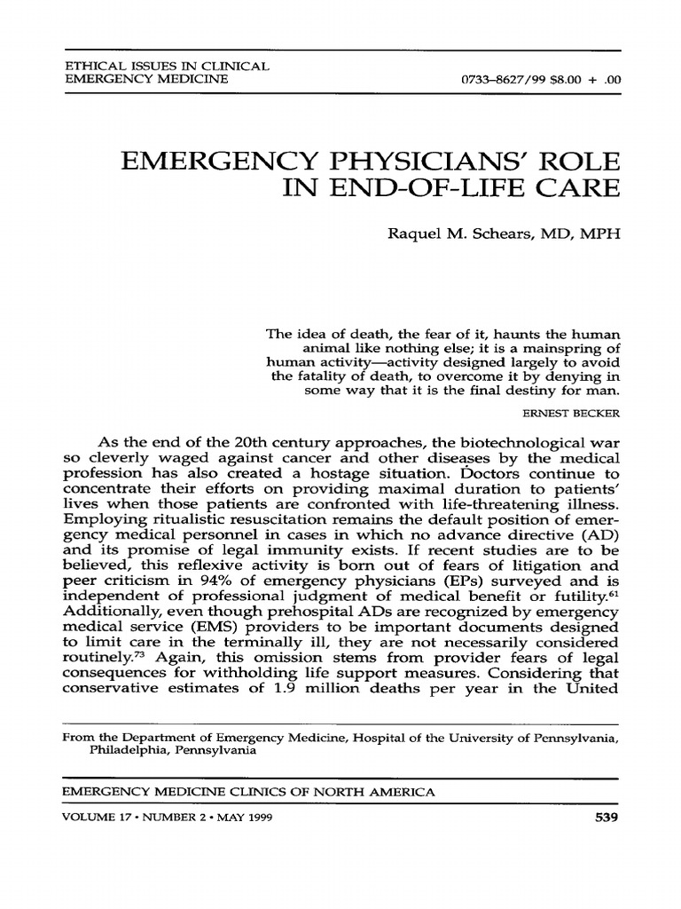 EMERGENCY PHYSICIANS' ROLE IN END OF LIFE CARE - Emc | PDF | Opioid ...