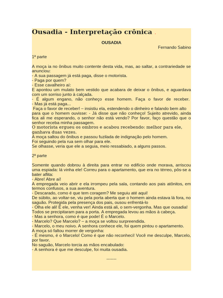 Interpretação da Crônica 