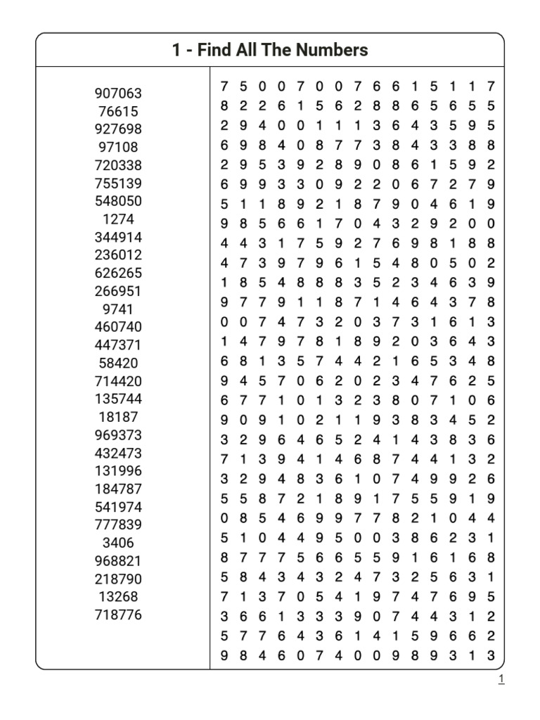 Number Search Results Compilation | PDF