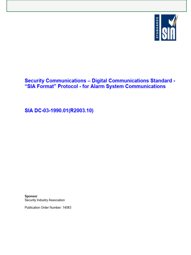 SIA Protocol Sandard | PDF | Byte | Telecommunications