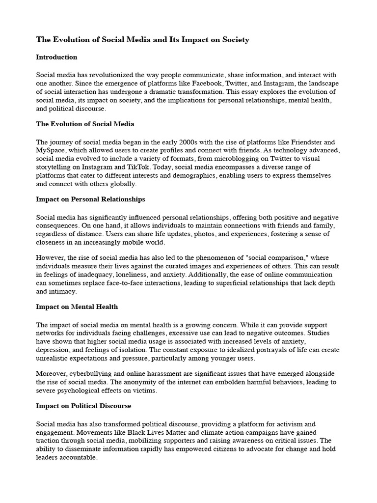 Evolution and Impact of Social Media | PDF | Social Media | Popular ...