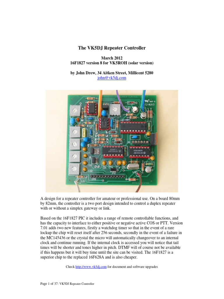 The VK5DJ Repeater Controller V8 VK5ROH | PDF | Microcontroller | Flash ...