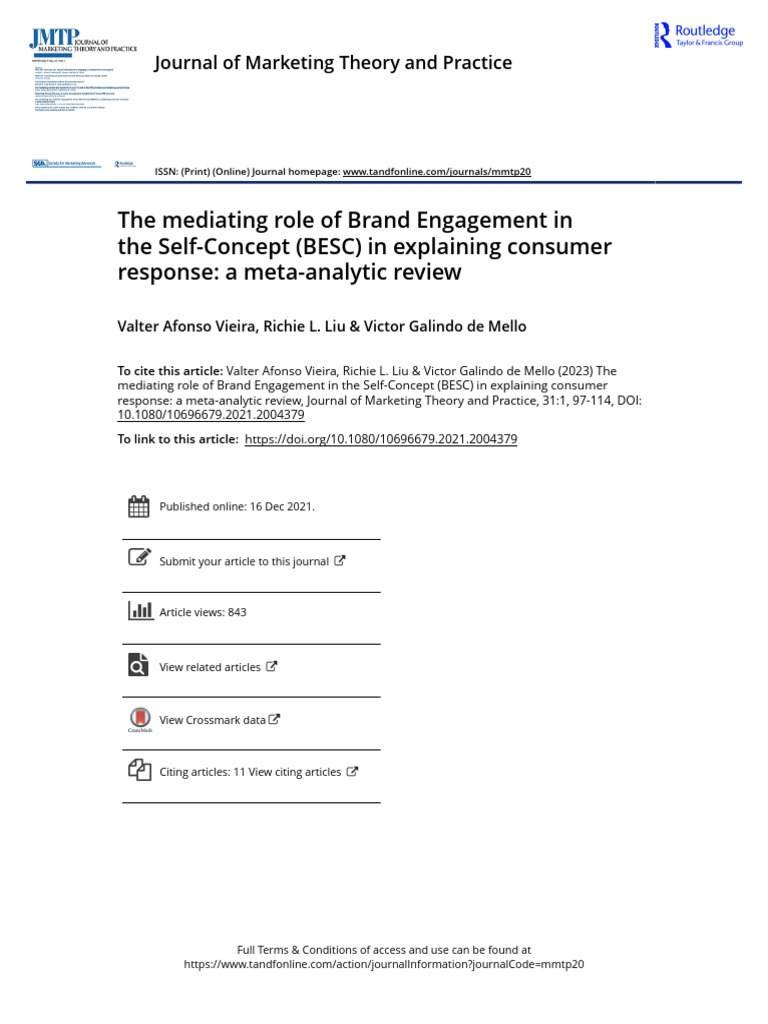 The Mediating Role of Brand Engagement in The Self-Concept BESC in ...