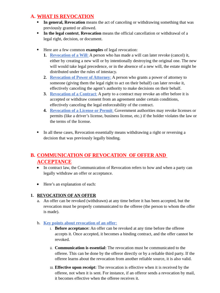 Understanding Contract Revocation Law | PDF | Offer And Acceptance ...