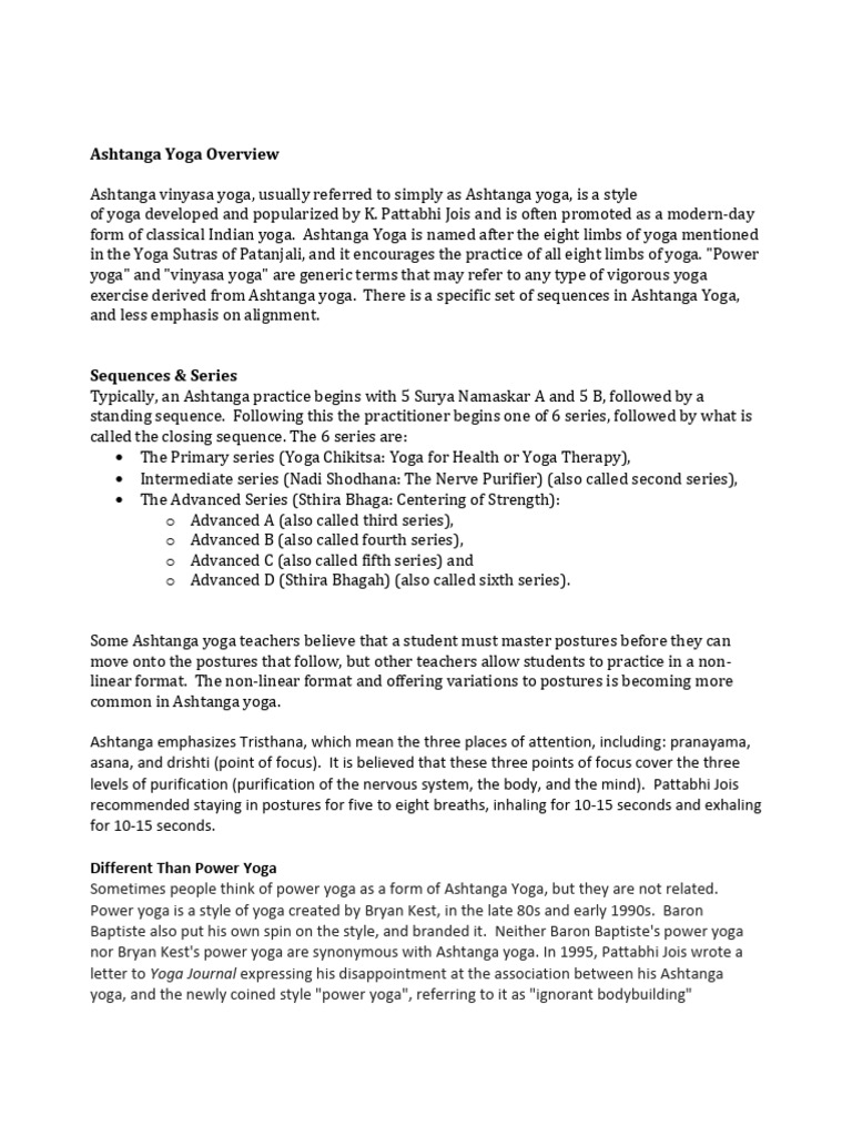 Ashtanga Yoga Primary Series Guide | PDF | Ashtanga Vinyasa Yoga | Asana