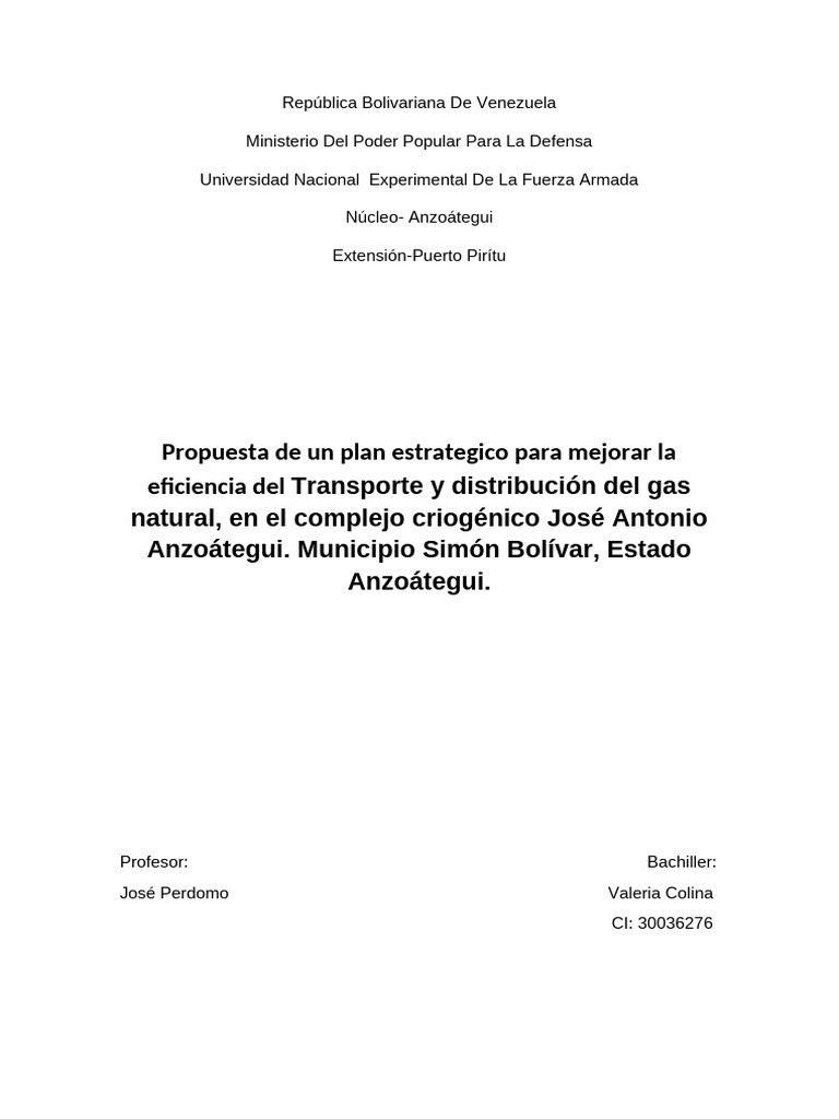 Plan Estratégico para Transporte de Gas en Venezuela | PDF | Gas ...