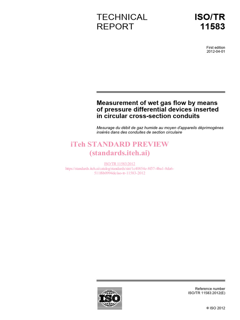 Iso TR 11583 2012 | PDF | Gases | International Organization For ...