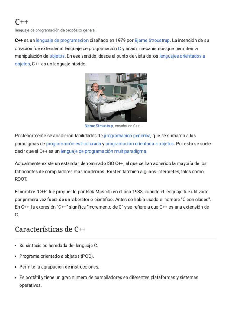 Introducción al Lenguaje C++ | PDF | C ++ | Programación de computadoras