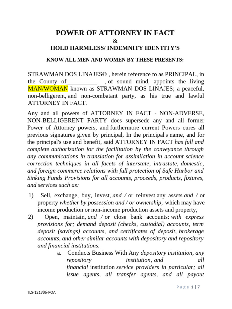 Poa in Fact | PDF | Indemnity | Securities (Finance)