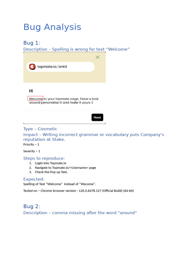 Topmate.io Bug Analysis Report | PDF | Software Bug | Computing