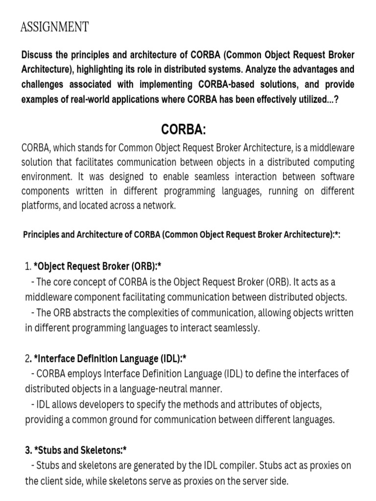 ASSIGNMENT | PDF | Common Object Request Broker Architecture | Object ...