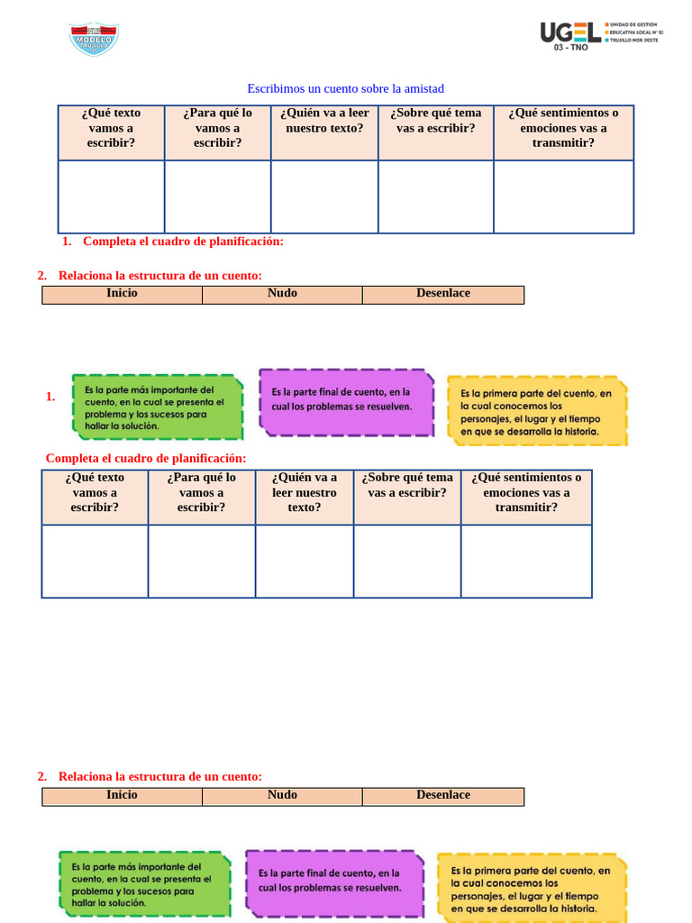Ficha Com Escribimos Un Cuento Pdf