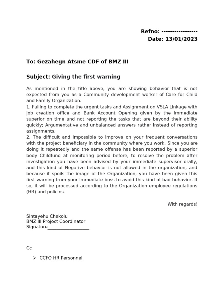 First Warning for Unprofessional Conduct | PDF